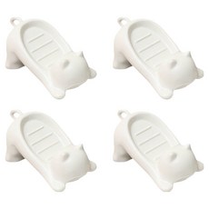 블럭마트 고양이모양 물빠지는 비누받침, 화이트, 4개
