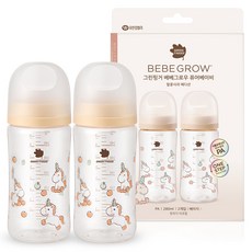 베베그로우 그린핑거 퓨어베이비 PA 노꼭지 디자인 젖병 트윈팩 말콩사과, 2개, 280ml, 베이지