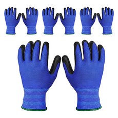 Livnow KDT-SU U3 NBR 泡棉作業用半塗層安全手套 雙手穿戴組 S, 藍色, 4套