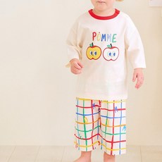 mollimelli friends Pomme 格紋七分袖家居服套裝