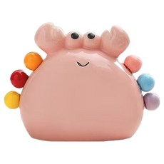 Bitnari 趣味甜點用陶瓷螃蟹造型不鏽鋼水果叉 6入組, 01 粉紅色, 1套