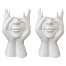 Mirnoa 美妝女性陶瓷刷具筒擺飾 MMM3428 2入, 白色