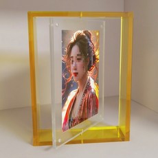 PICKNOA 感性風格旋轉壓克力相框, 1個, 檸檬黃