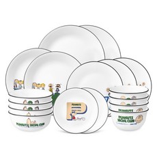 Corelle Brands 康寧餐具 Peanuts 75週年紀念版 4人韓式餐具組 17件組, 混合色, 1套, 6種