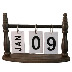 Mirnoa 北歐風類比木質裝飾萬年曆 MMM3471, 黑色, 1個