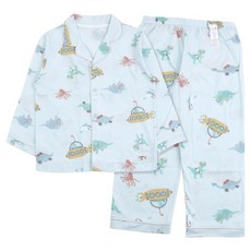 오가닉맘 아동용 디노시 긴소 면 잠옷 상하의 세트 MHSSSW06