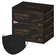 굿바이브스 일회용 덴탈마스크 특대형, 퓨어블랙, 2개, 50개입