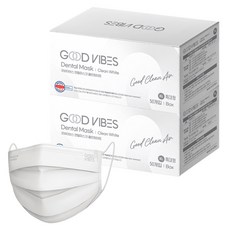 굿바이브스 일회용 덴탈마스크 특대형, 클린화이트, 2개, 50개입
