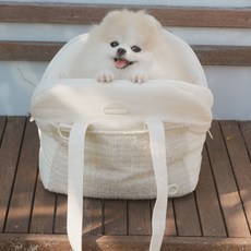 babisyoung 狗狗 Pogeuni Ato 第2季 外出提籠, 白色毛呢, 1個