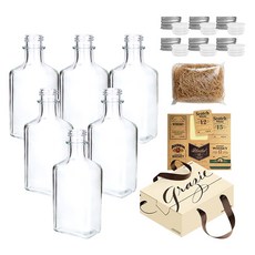 mir 威士忌套組 小玻璃瓶 烈酒瓶 200ml IS200S 6入 銀色套組, 1套