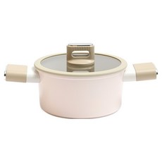 TINNY BLANC 電磁爐 IH Courbe 鋁製陶瓷塗層雙耳鍋, 象牙白, 1個, 18cm