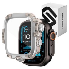스페이스쉴드 애플워치 시리즈 호환 택티컬 가드 PC 범퍼 케이스 + 필름 세트, 실버스타라이트, 1세트