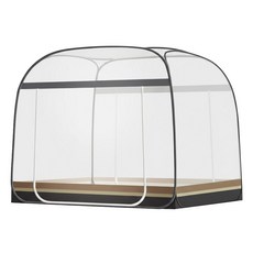 Truly House 免安裝大空間雙開門蚊帳 雙人加大PRO款, 條紋黑