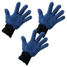 마리조아 극세사 먼지 제거 청소 광택 가사 장갑 한손착용, 딥 블루, 3개