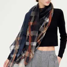 DAKS 格紋百褶披肩圍巾 DCSC6E776BK
