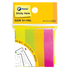 프린텍 종이인덱스 스티키노트 4종 x 100p 세트 50 x 12 mm PI030, 형광 노랑, 연두, 주황, 핑크, 1세트