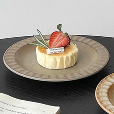 아메리칸로드 프랑스 레트로 원형 플레이트 디저트 접시 HR2638, 실버브라운, 1개
