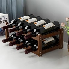 Triano 紅酒架 葡萄酒架 收納展示架 2層8格, 棕色, 1個