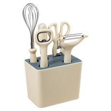 beatrice 廚房料理工具/料理用具6件組, 米色, 1套, 打蛋器 + 剪刀 + 水果刀 + 開瓶器 + 削皮器 + 收納盒