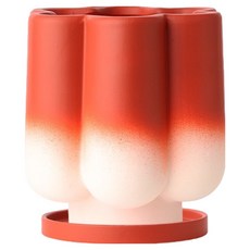 Misoroun 北歐風花盆 TYPE A + 託盤組, 紅橙色, 1套