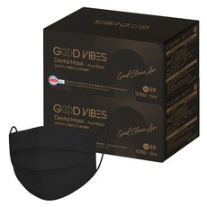 굿바이브스 일회용 덴탈마스크 중형, 퓨어블랙, 2개, 50개입