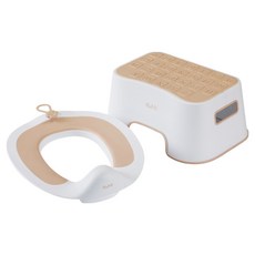 TALLSTOY 幼兒用可愛輕薄馬桶輔助座 + New Space 腳踏凳套組, 米色