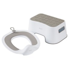 톨스토이 유아용 큐티슬림 변기 보조 시트 + 뉴 스페이스 디딤대 세트, 그레이