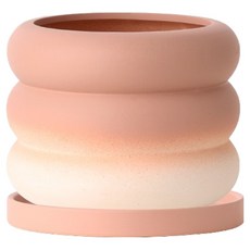 Misoroun 北歐風花盆 TYPE B + 託盤組, 粉紅色, 1套