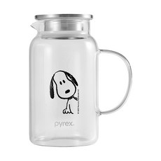 Corelle Brands 康寧餐具 PYREX x SNOOPY 黑白復刻耐熱壺 歪頭款, 玻璃色, 1個, 1450ml