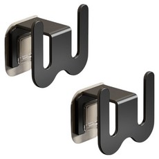 굿앤칩 W자 다용도 욕실 무타공 슬리퍼 실내화 거치대 2p + 접착 스티커 2p 세트, 블랙, 1세트