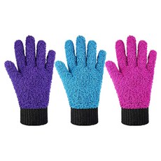 마리조아 세차 장갑 흡수 잘되는 극세사 청소 장갑 한손착용 3종 세트, 퍼플, 로즈 레드, 블루, 1세트