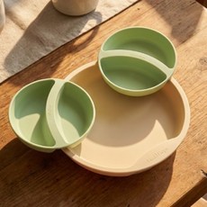 네스틱 빙그르르 유아 식판 달빛 세트, 루미너리그린, 1세트, 빙그르르 플레이트 1p + 달빛볼 2p