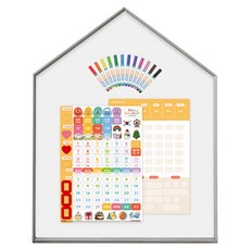 맘스보드 레브 하우스 보드 + 뉴 캘린더 + 미니팝 12색 마카 세트, 애쉬그레이(프레임), 웜그레이(보드), 혼합색상(뉴캘린더 / 미니팝 보드마카), 1세트