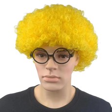 문구담 꼬불꼬불 컬러 삐에로머리 파티용 코스프레 소품 가발, 옐로우, 1개