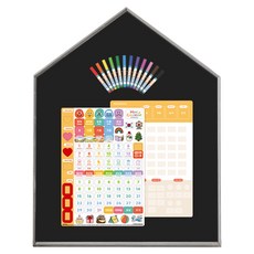 맘스보드 레브 하우스 보드 + 뉴 캘린더 + 미니팝 12색 마카 세트, 애쉬그레이(프레임), 샤인블랙(보드), 혼합색상(뉴캘린더 / 미니팝 보드마카), 1세트