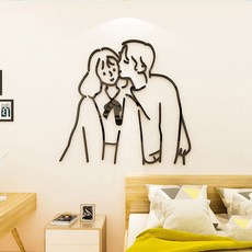 또드림 아크릴 커플 인테리어 벽 장식 스티커, H커플
