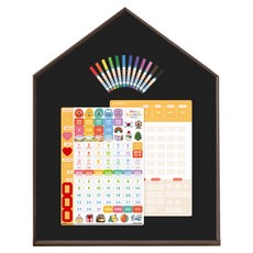 맘스보드 레브 하우스 보드 + 뉴 캘린더 + 미니팝 보드마카 12색 세트, 쇼콜라(프레임), 샤인블랙(보드), 혼합색상(뉴캘린더 / 미니팝 보드마카), 1세트