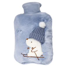 Mass 生活好物 毛絨暖水袋/女生暖床暖手寶/注水熱水袋 北極熊灰色 2L, 1個