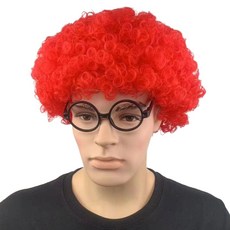 문구담 꼬불꼬불 컬러 삐에로머리 파티용 코스프레 소품 가발, 레드, 1개