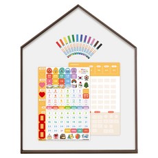 맘스보드 레브 하우스 보드 + 뉴 캘린더 + 미니팝 보드마카 12색 세트, 쇼콜라(프레임), 웜그레이(보드), 혼합색상(뉴캘린더 / 미니팝 보드마카), 1세트