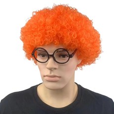 문구담 꼬불꼬불 컬러 삐에로머리 파티용 코스프레 소품 가발, 오렌지, 1개