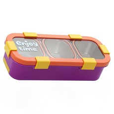 Couselect 長方形不鏽鋼帶蓋密封三格保溫便當盒 500ml, 橙色, 1個