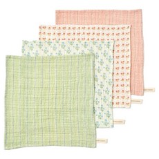 Modern House ON L 純棉多功能紗布抹布 松鼠花朵 4件組, 1個