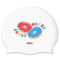 SENTI Donut Worry 矽膠泳帽, 白色, 1個