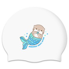 SENTI 人魚水獺 Suri 矽膠泳帽, WHITE + BL, 1個