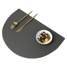 Daparang 北歐風半圓PVC居家咖啡廳墊 HJ1197, 灰色, 4個, 42 x 28 cm