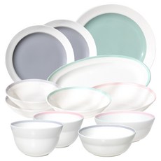 HANKOOK CHINAWARE 骨瓷 Cooing Home 雙人餐具組 12件組, 混合色, 1套, 8種