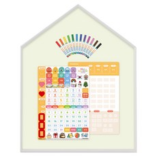 맘스보드 레브 하우스 보드 + 뉴 캘린더 + 미니팝 12색 마카 세트, 페일화이트(프레임), 듀그린(보드), 혼합색상(뉴캘린더  미니팝 보드마카), 1세트