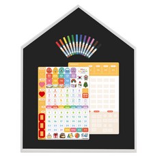 맘스보드 레브 하우스 보드 + 뉴 캘린더 + 미니팝 12색 마카 세트, 페일화이트(프레임), 샤인블랙(보드), 혼합색상(뉴캘린더  미니팝 보드마카), 1세트