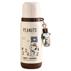PEANUTS 史努比 三飲保溫水壺, 棕色, 1個, 500ml